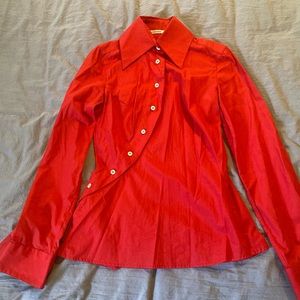 Alexander McQueen size S red shirt asymmetrical